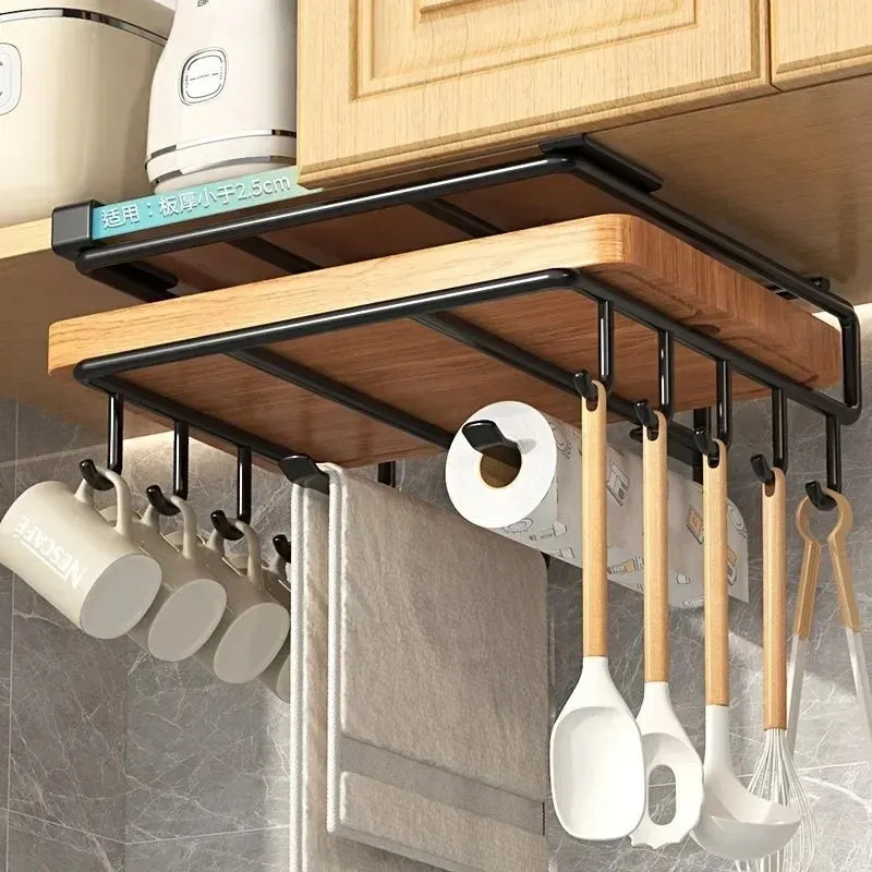 Soporte Colgador Organización Premium - Negro Liso Acero Inoxidable