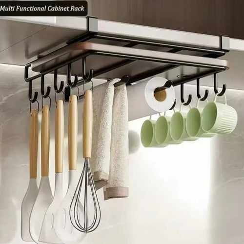 Soporte Colgador Organización Premium - Negro Liso Acero Inoxidable