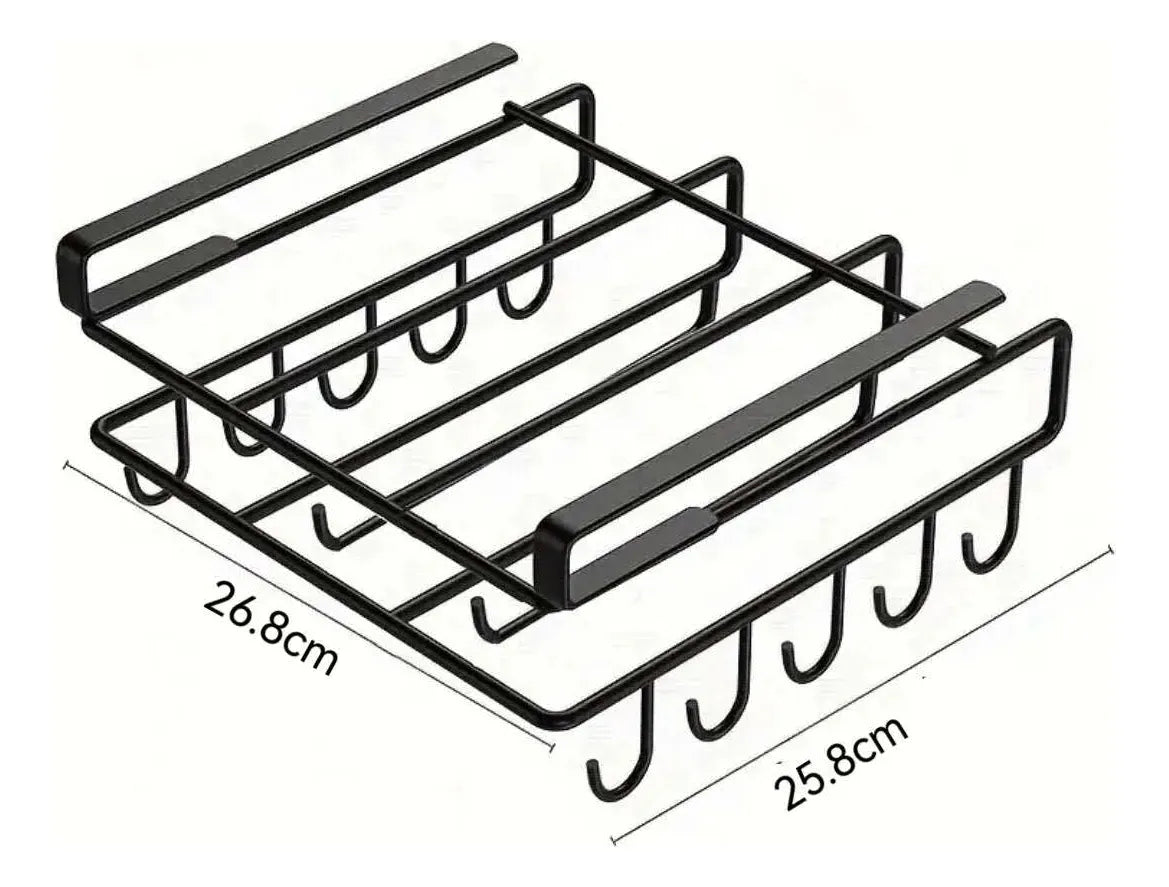 Soporte Colgador Organización Premium - Negro Liso Acero Inoxidable