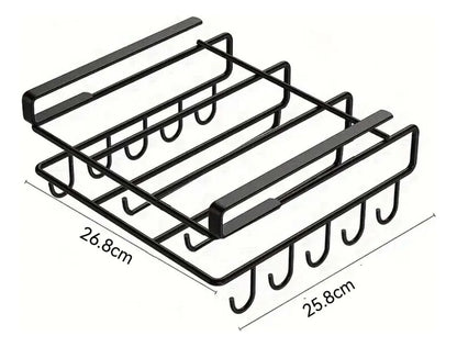 Soporte Colgador Organización Premium - Negro Liso Acero Inoxidable