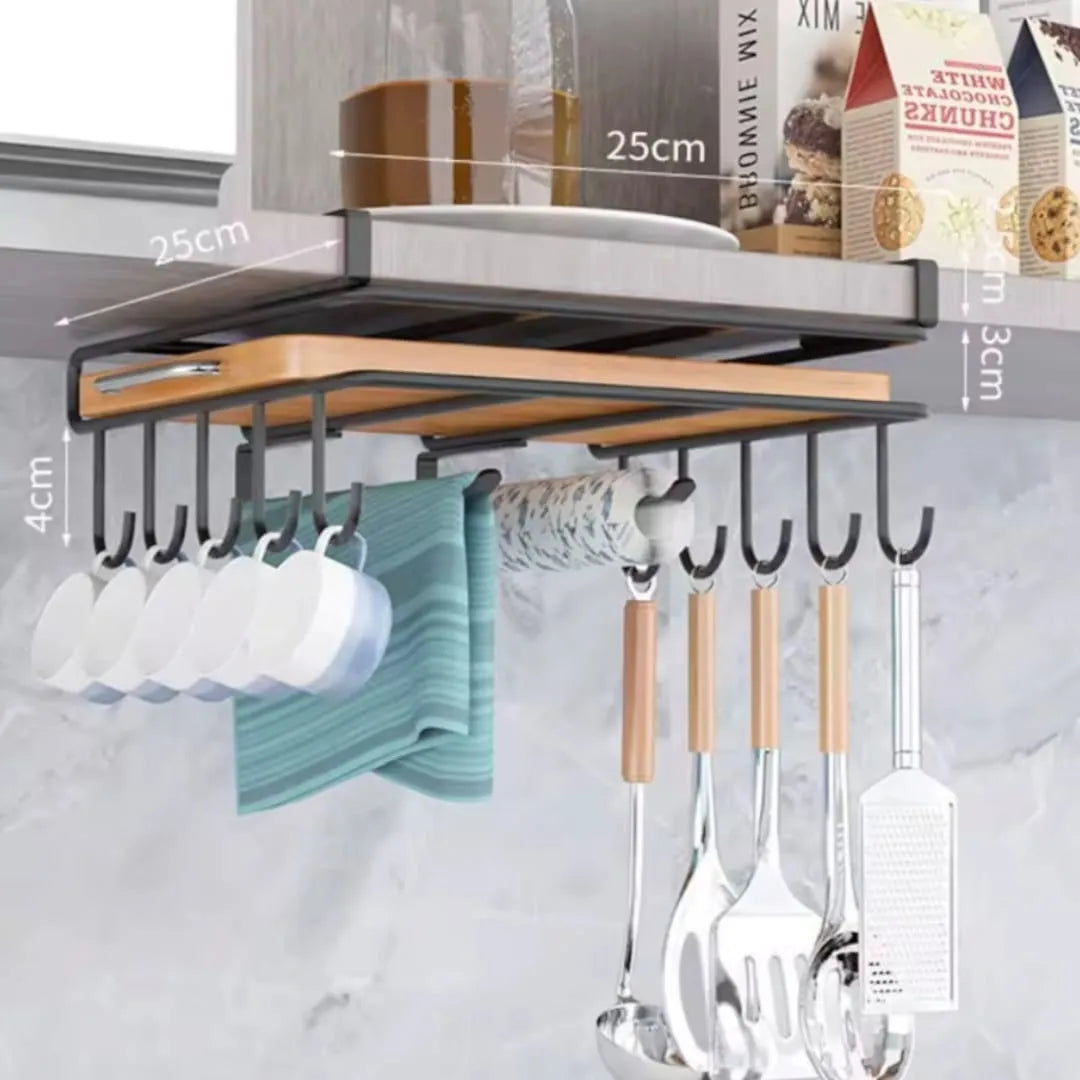 Soporte Colgador Organización Premium - Negro Liso Acero Inoxidable