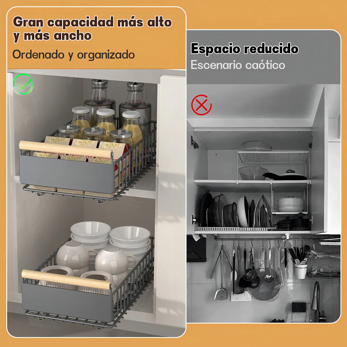 Organizador De Cocina Repisa Extraible Bandeja Desplegable