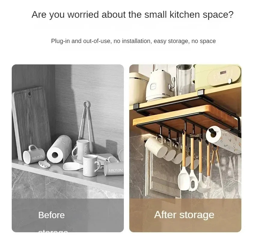 Soporte Colgador Organización Premium - Negro Liso Acero Inoxidable