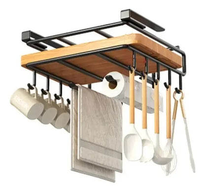 Soporte Colgador Organización Premium - Negro Liso Acero Inoxidable